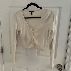 MOVING SALE CROPPED CREAM BUTTON UP CROPPED TOP